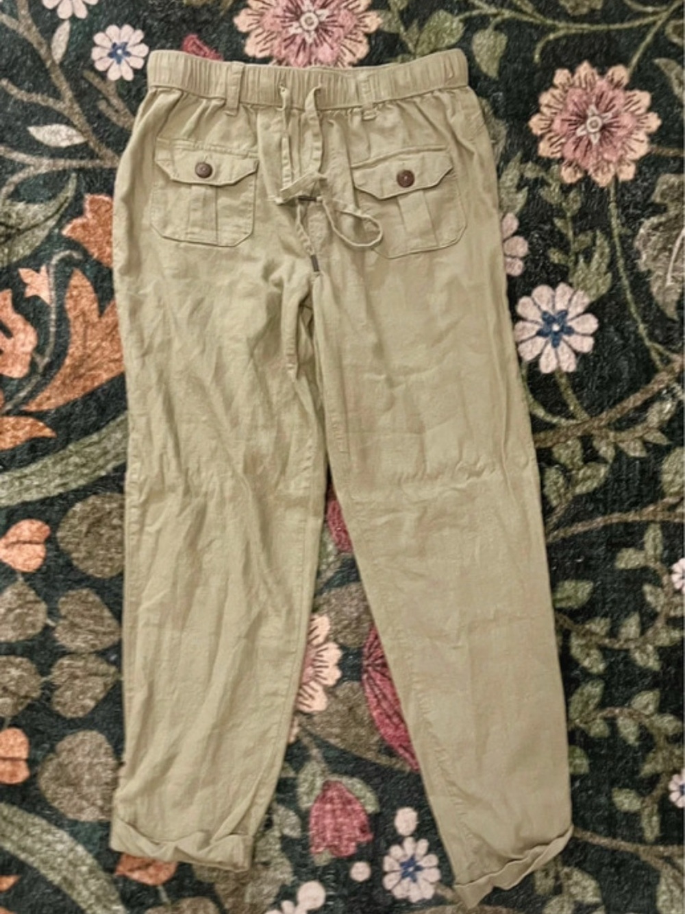 Rewash Drawstring Cargo Pants - Khaki/Tan